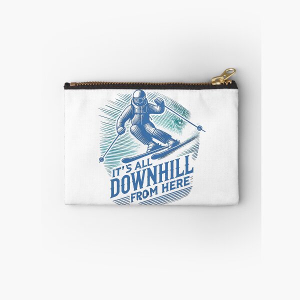 Item preview, It's All Downhill from Here – Retro Skiing Adventure Art designed and sold by Kashear.