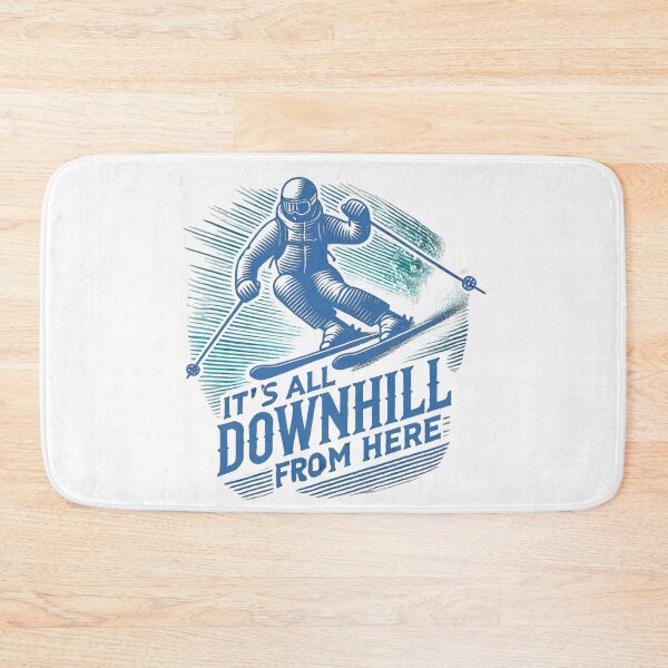 Item preview, It's All Downhill from Here – Retro Skiing Adventure Art designed and sold by Kashear.
