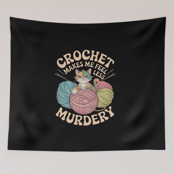 Item preview, Crochet Cat Humor Design - “Crochet Makes Me Feel Less Murdery” for Craft Lovers designed and sold by love3617.
