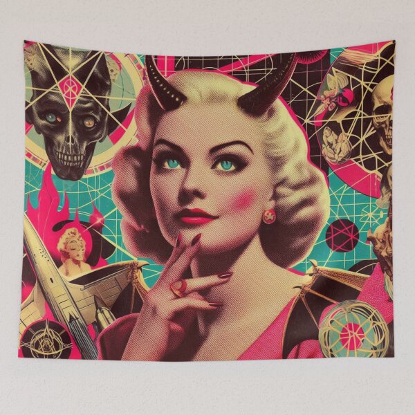 Item preview, Retrowave Devil Woman designed and sold by PulpVintage.