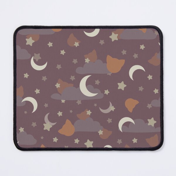 Item preview, Anime inspired pattern with cats and moons in chocolate brown and beige designed and sold by camertone.