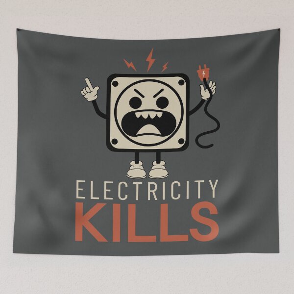 Item preview, Electricity Kills Funny Warning for Engineers designed and sold by Anniko Art Studio.
