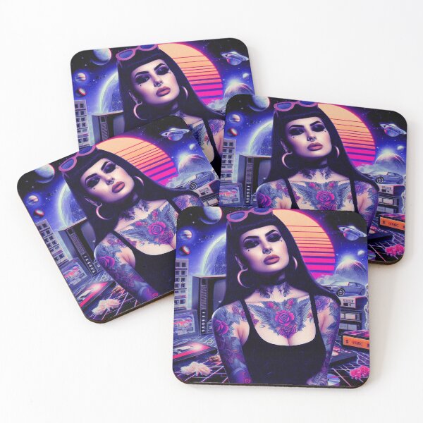 Item preview, 80s Retrowave Tattoo Girl designed and sold by PulpVintage.