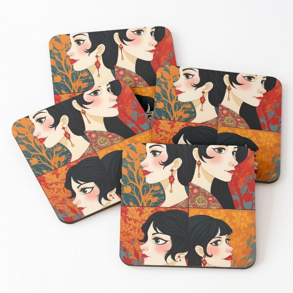 Item preview, Elegant Woman in Profile with Floral Background Variations designed and sold by marvinismyname.