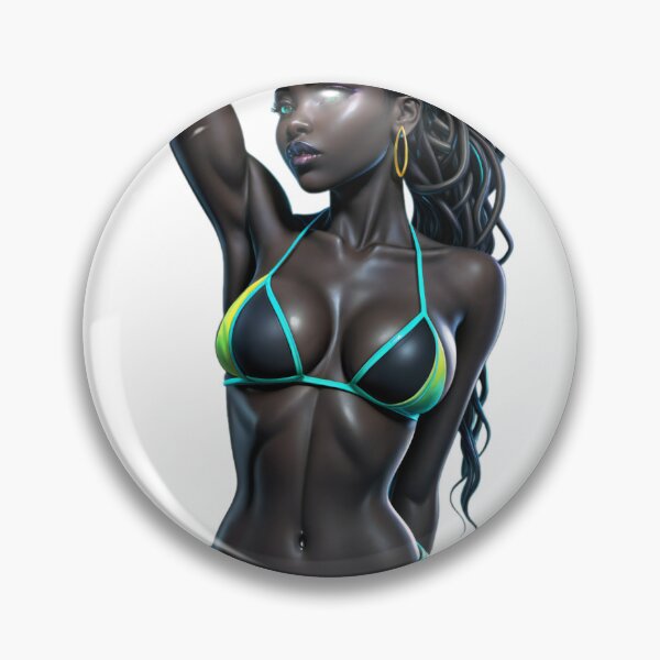 Item preview, attractive figure dark woman in green bikini  designed and sold by Creative88Art.