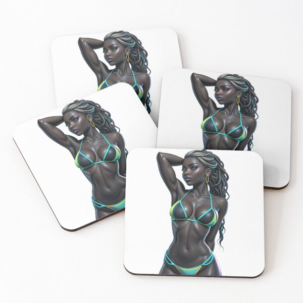 Item preview, attractive figure dark woman in green bikini  designed and sold by Creative88Art.