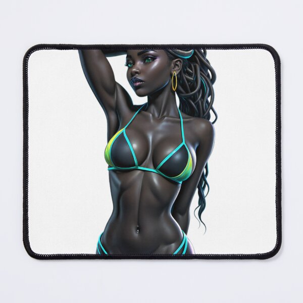 Item preview, attractive figure dark woman in green bikini designed and sold by Creative88Art.