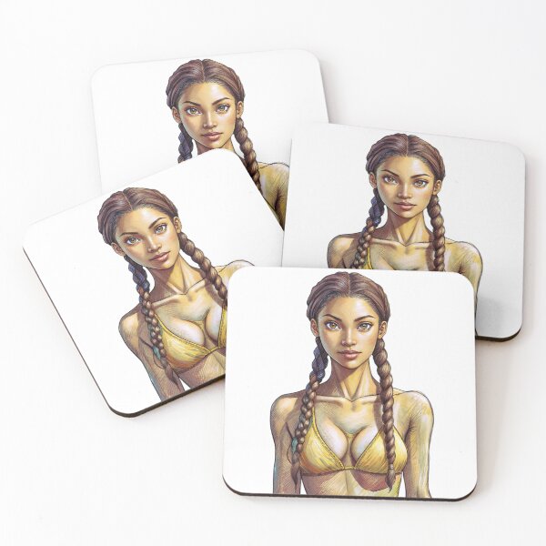 Item preview, girl with braids hair in drawing style  designed and sold by Creative88Art.