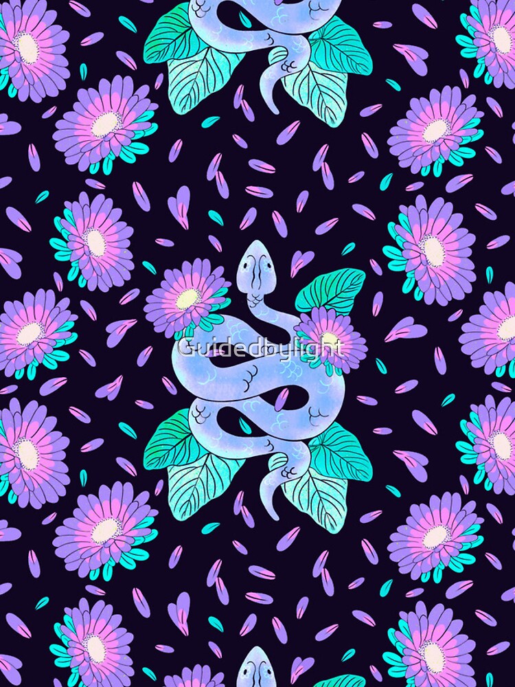 Imagen 4 de 4, Funda de iPhone con la obra Medicina de serpiente floral patrón púrpura y verde azulado, diseñada y vendida por Guidedbylight.