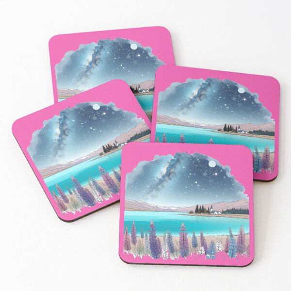 Item preview, Lake Tekapo 3D Sketch with Bright Turquoise Waters and Night Sky,  designed and sold by PaintMeWorld.