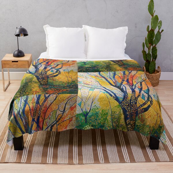 Item preview, Colourful abstract Autumn landscape watercolour painting  designed and sold by esvb.