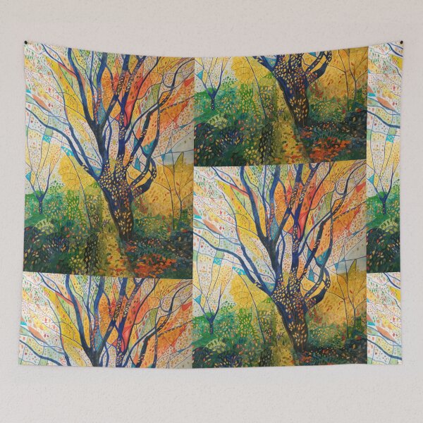 Item preview, Colourful abstract Autumn landscape watercolour painting  designed and sold by esvb.