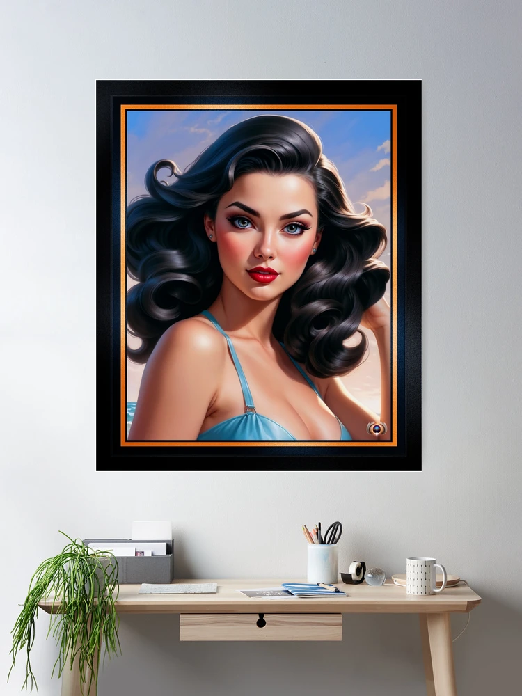 An Enchanting Hollywood Pinup Glamour Girl Amidst An Ocean Sunset AI Concept Art by Xzendor7 | A Captivating Beauty 2 An Enchanting Hollywood Pinup Glamour Girl Amidst An Ocean Sunset Gorgeous AI Concept Art by Xzendor7 Wall Decor Poster Art Print