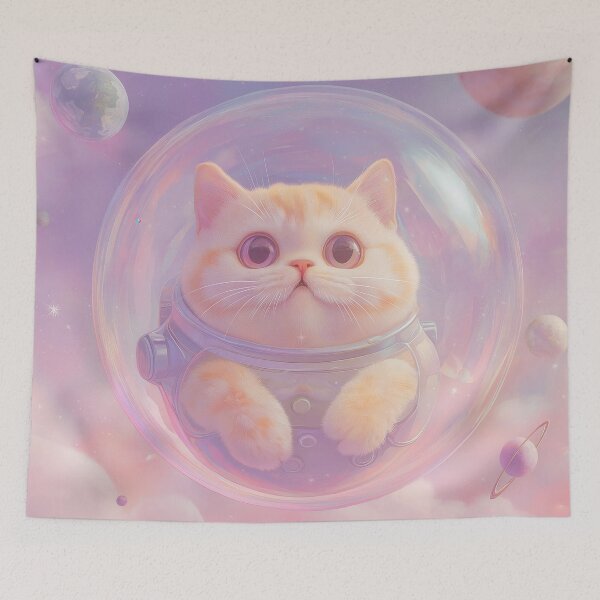 Item preview, Cosmic Cat in Space - Feline Astronaut Art Print designed and sold by Ideationing.