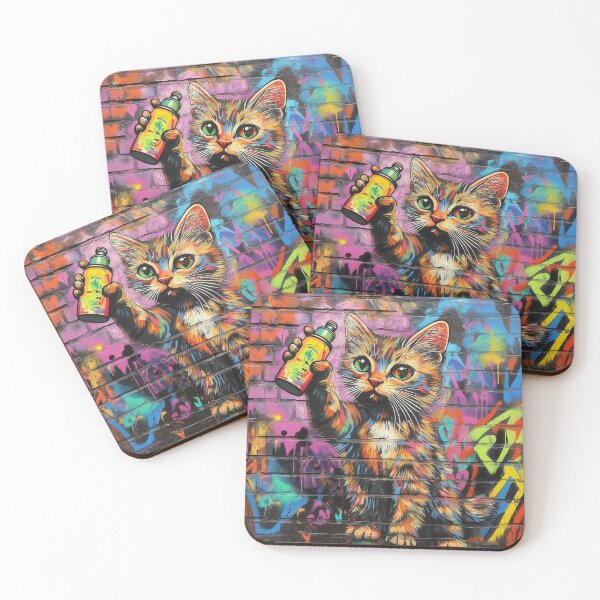 Item preview, Rebel Spray Cat - Urban Street Art Print designed and sold by Ideationing.