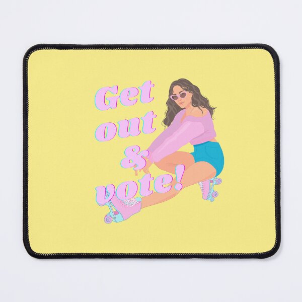 Item preview, Get out & vote roller skating girl in pink and blue designed and sold by KWZCreates.
