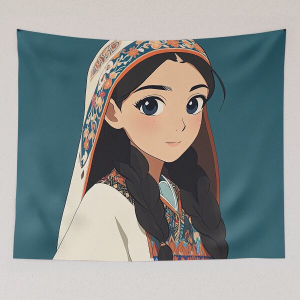 Item preview, Kazakh woman, portrait | Anime style designed and sold by ComicsFactory.