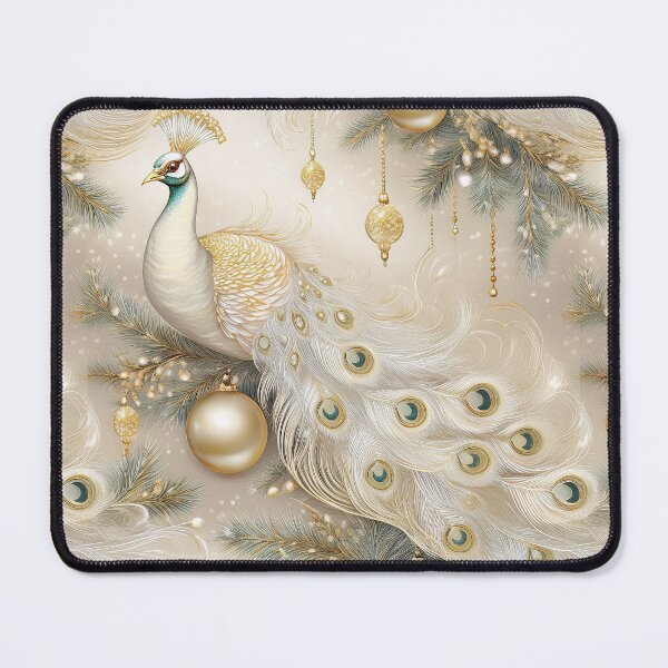 Item preview, Christmas Elegance: White Peacock Holiday Pattern designed and sold by Ladyfyre.