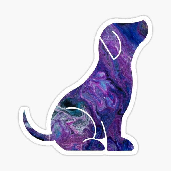 Item preview, Sitting Dog Pour Painting Digital Art Purple designed and sold by PourfectPaint.