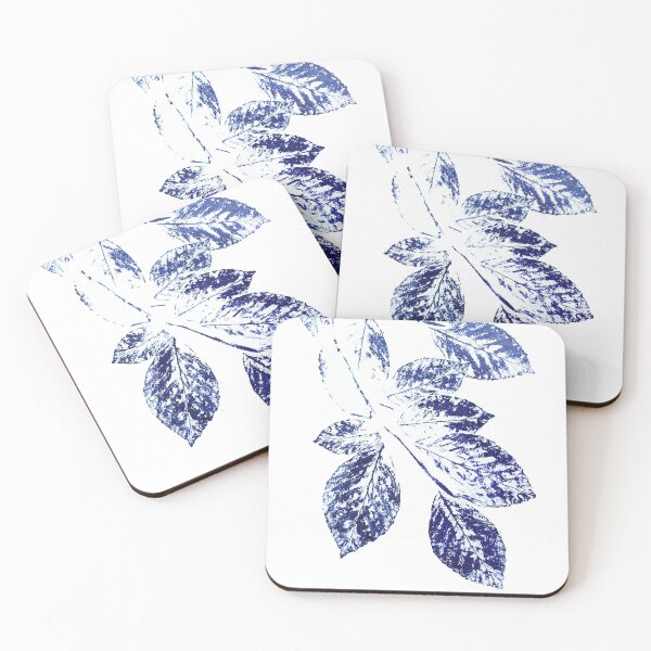 Item preview, navy blue birch leaves plant print  designed and sold by ColorandColor.