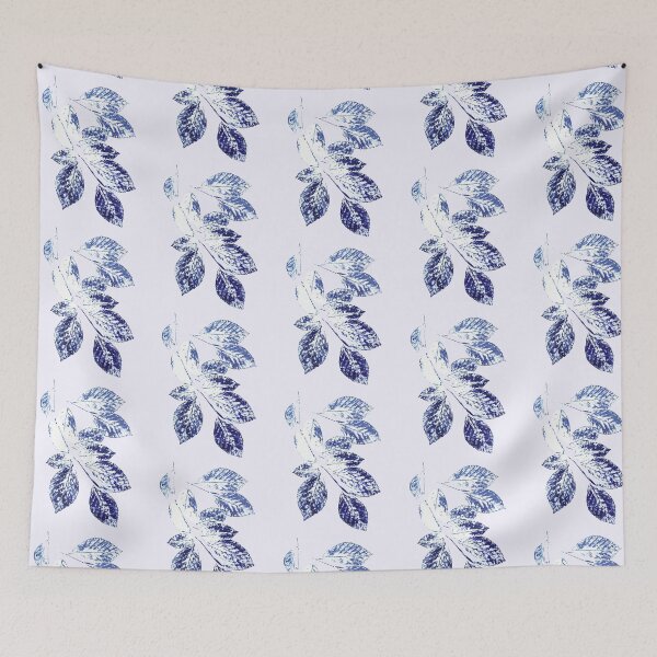 Item preview, navy blue birch leaves plant print  designed and sold by SelenePaintings .