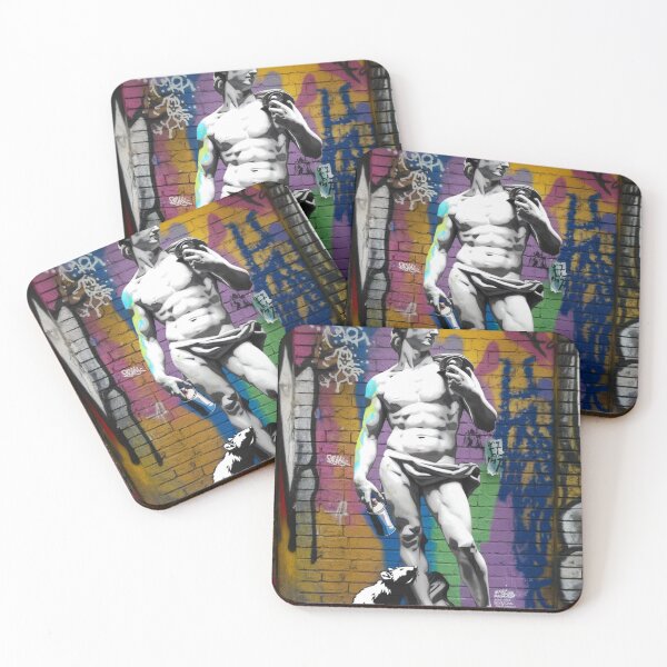Item preview, michelangelo david with statue colorfull banksy street designed and sold by martin max.