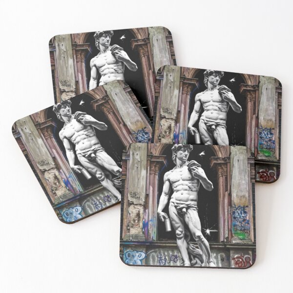 Item preview, michelangelo david with statue colorfull banksy street designed and sold by martin max.