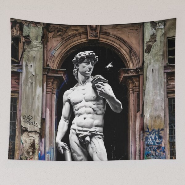 Item preview, michelangelo david with statue colorfull banksy street designed and sold by martin max.