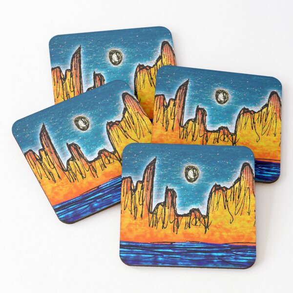 Item preview, Mountainous island Hand Drawn Illustration designed and sold by DFLC Prints.