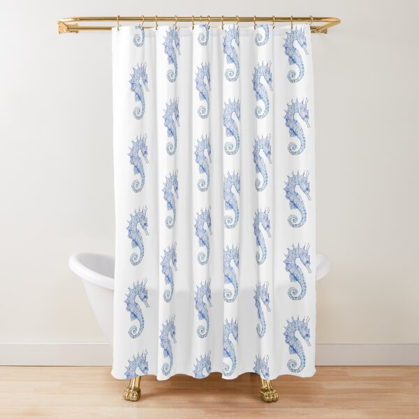 Item preview, Azure Curl (Blue Seahorse) designed and sold by Coastal Watercolors by Laura.