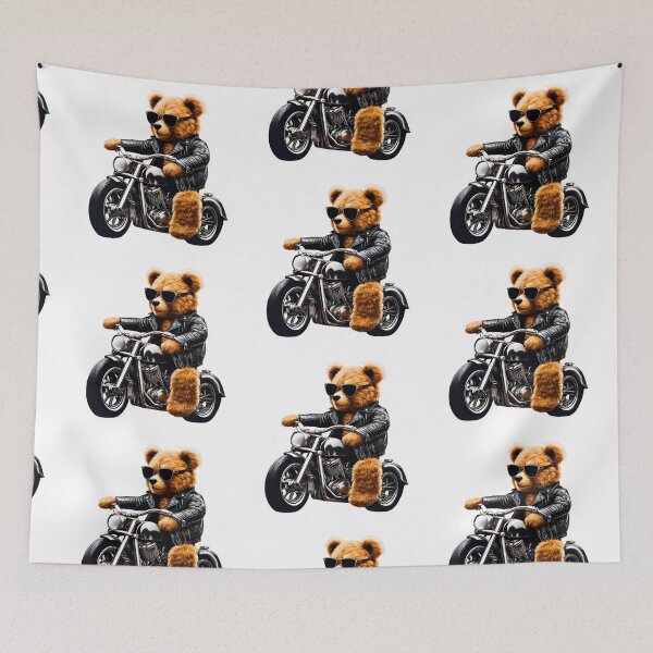 Item preview, Cool Biker Teddy Bear on Motorcycle - Fun and Cute Plush Design designed and sold by Fredster1966.