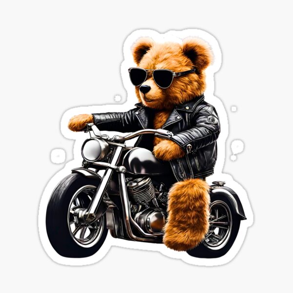 Item preview, Cool Biker Teddy Bear on Motorcycle - Fun and Cute Plush Design designed and sold by Fredster1966.