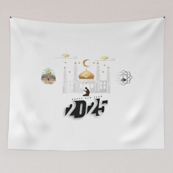 Item preview, Free Palestine and Al Aqsa 2025 happy new year Elegant Islamic Design designed and sold by taherismail.