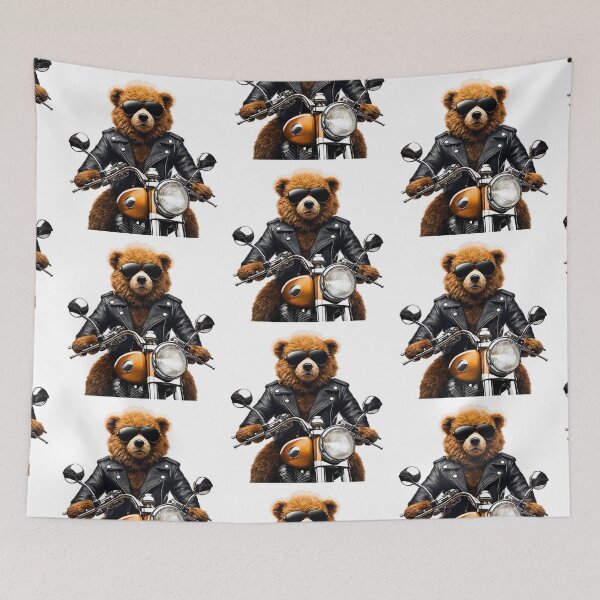 Aperçu de l'œuvre Ours en peluche motard cool sur un cochon - Design en peluche amusant et mignon créée et vendue par Fredster1966.