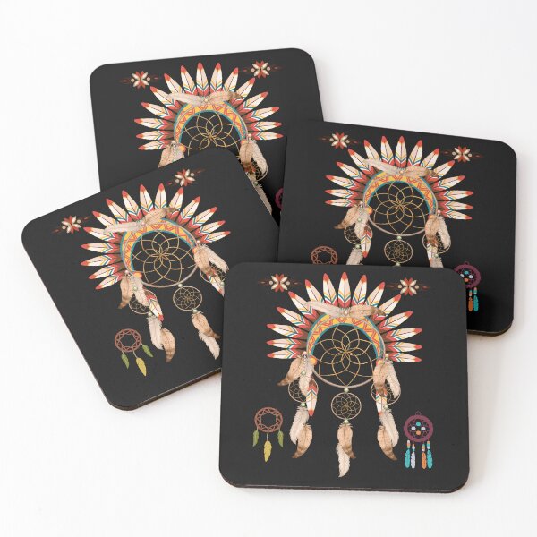 Item preview, Dream Catcher With Native American Headdress Colorful Design designed and sold by EarthArtDesigns.