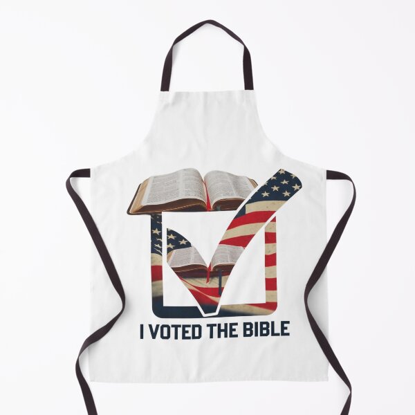 Item preview, An open Bible with an American flag checkmark overlaid on it. The text "I VOTED THE BIBLE" designed and sold by Faithloveshop.