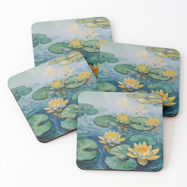 Item preview, Serene Water Lilies in AI Brilliance VII van Gogh style designed and sold by melissabeta.