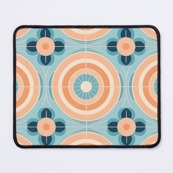 Item preview, Mid Century Modern  Geometric  Circles Light blue  Peach designed and sold by Prints and Lifestyle.