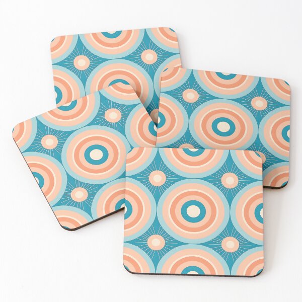 Item preview, Mid Century Modern  Geometric  Circles Light blue, peach designed and sold by Prints and Lifestyle.