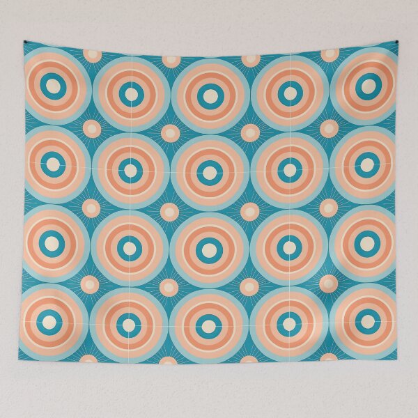 Item preview, Mid Century Modern  Geometric  Circles Light blue, peach designed and sold by Prints and Lifestyle.