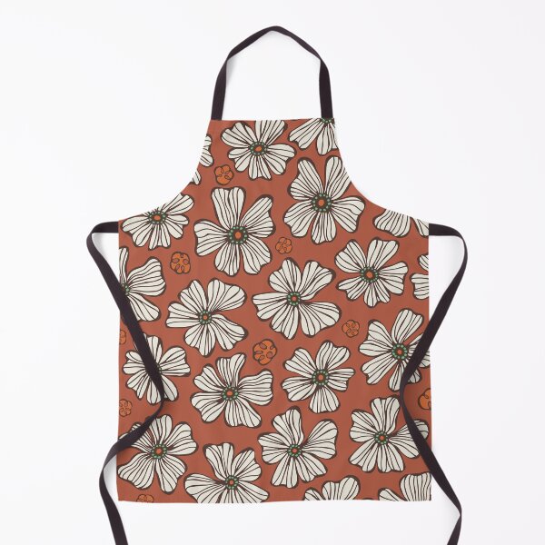 Item preview, White Hand Drawn Flowers on Brick Red Pattern designed and sold by schorrnuff.