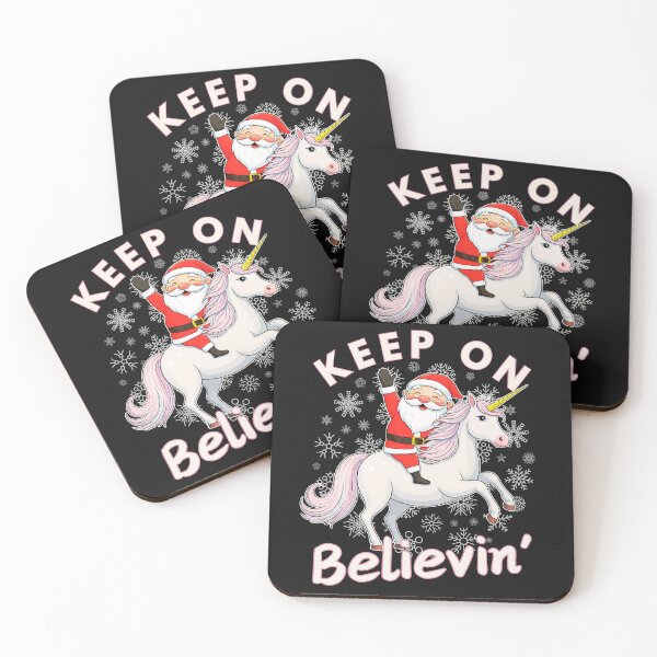 Item preview, Keep on Belivin' - Cute Santa riding Unicorn - Christmas Magic designed and sold by Oz64.