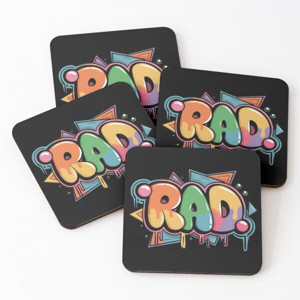 Item preview, Bold neon graffiti text "Rad" in bubble letters designed and sold by Jasava Shop.