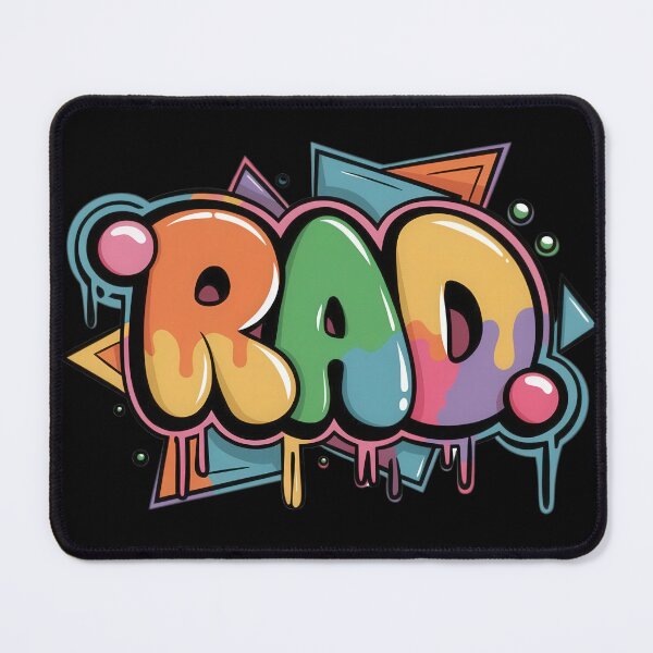 Item preview, Bold neon graffiti text "Rad" in bubble letters designed and sold by Jasava Shop.