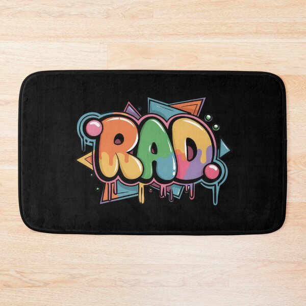 Item preview, Bold neon graffiti text "Rad" in bubble letters designed and sold by Jasava Shop.