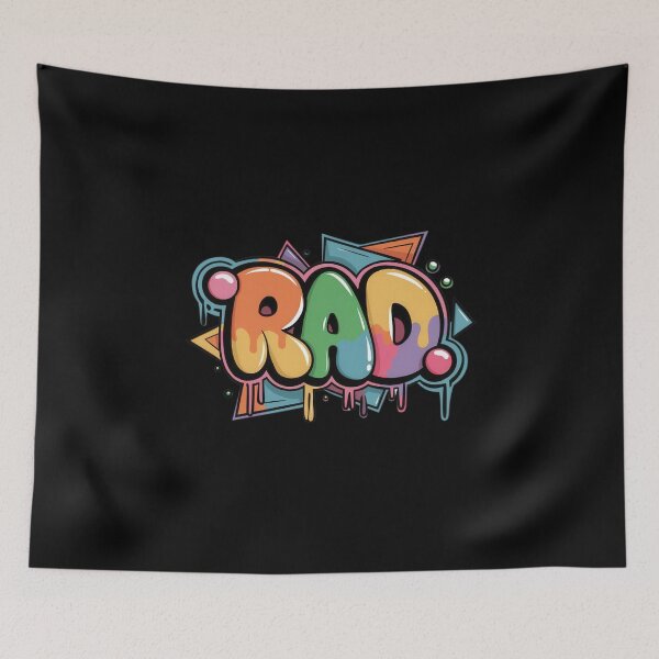 Item preview, Bold neon graffiti text "Rad" in bubble letters designed and sold by Jasava Shop.