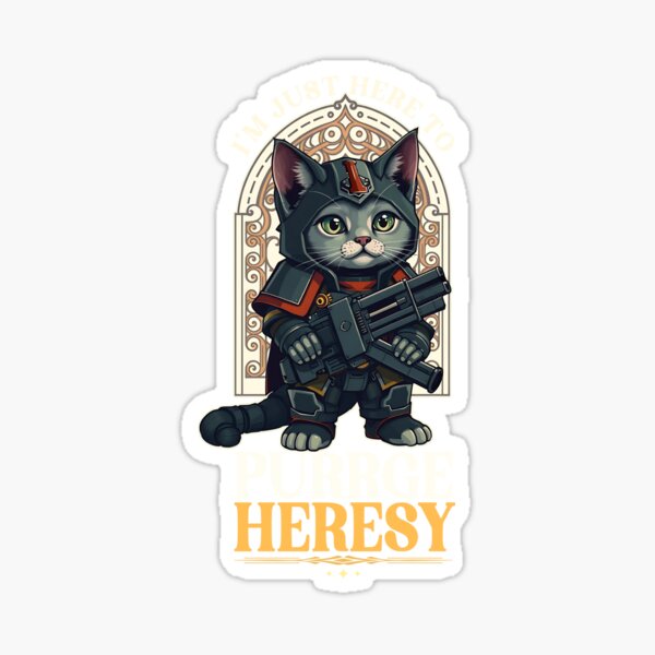 Aperçu de l'œuvre Je suis ici pour purger l'hérésie du chat créée et vendue par D20Tees.