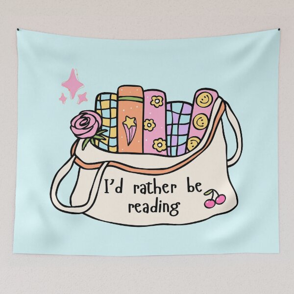 Item preview, I'd Rather Be Reading Bookish Aesthetics Cute Reading Tote Bag designed and sold by BookishSerena.