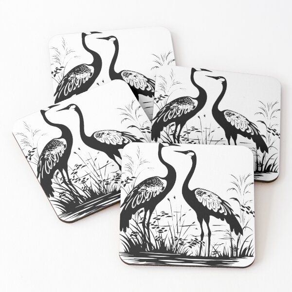 Item preview, Crane Bird Grus Heron Tall Long-legged Egret Marsh Wetland Fowl designed and sold by inkoutninja.