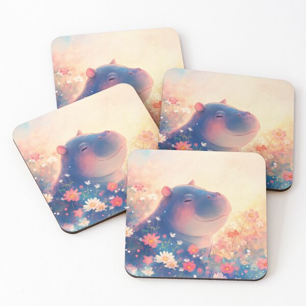 Item preview, Blissful Hippo in a Dreamy Meadow designed and sold by AshiraCreations.